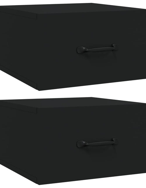 Încărcați imaginea în vizualizatorul Galerie, Noptiere de perete, 2 buc., negru, 35x35x20 cm - Lando
