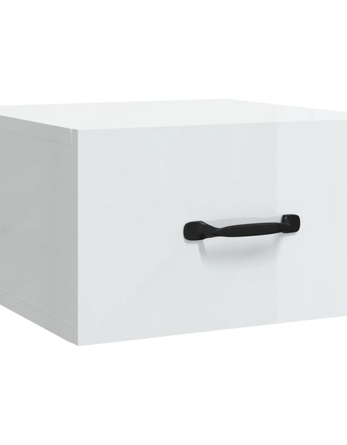Încărcați imaginea în vizualizatorul Galerie, Noptiere de perete, 2 buc., alb extralucios, 35x35x20 cm - Lando
