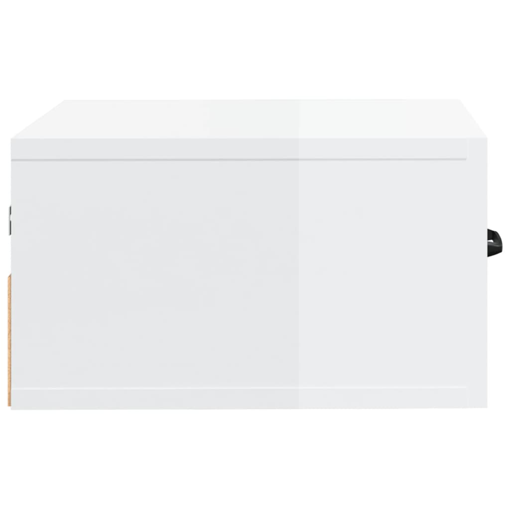 Noptiere de perete, 2 buc., alb extralucios, 35x35x20 cm - Lando