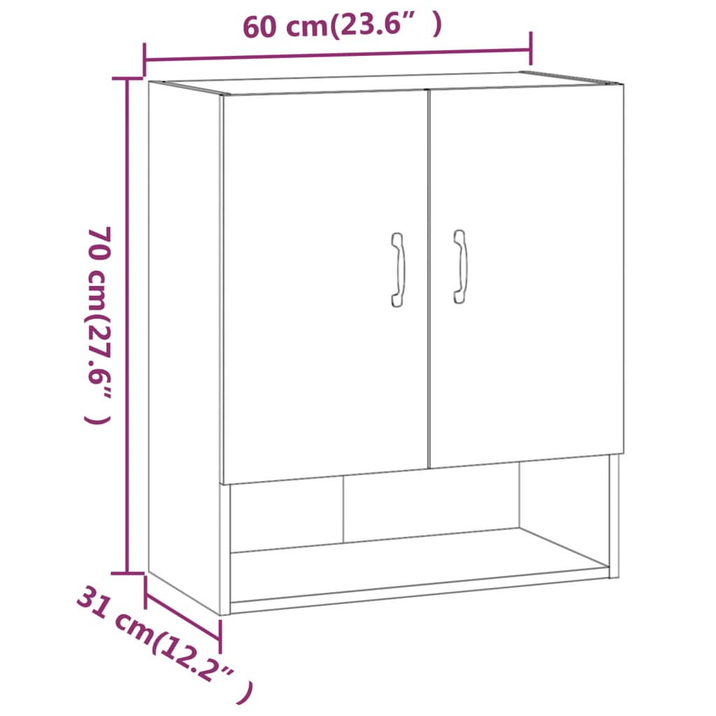 Dulap de perete, alb, 60x31x70 cm, lemn prelucrat - Lando