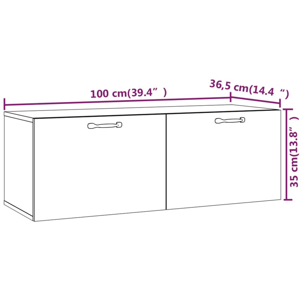 Dulap de perete, gri beton, 100x36,5x35 cm, lemn prelucrat - Lando