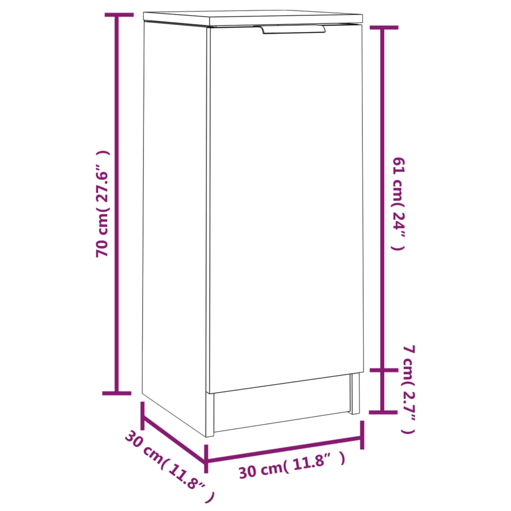 Servante, 2 buc., stejar fumuriu, 30x30x70 cm, lemn prelucrat Lando - Lando