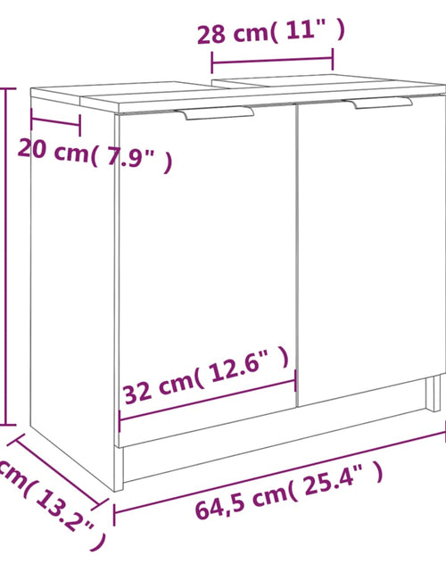 Încărcați imaginea în vizualizatorul Galerie, Dulap de baie, sonoma gri, 64,5x33,5x59 cm, lemn prelucrat - Lando
