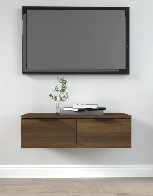 Încărcați imaginea în vizualizatorul Galerie, Comodă TV de perete, stejar maro, 68x30x20 cm, lemn prelucrat Lando - Lando
