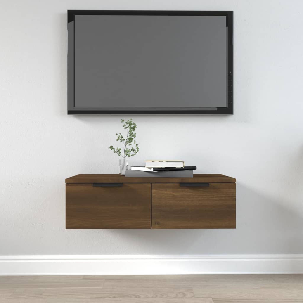 Comodă TV de perete, stejar maro, 68x30x20 cm, lemn prelucrat Lando - Lando