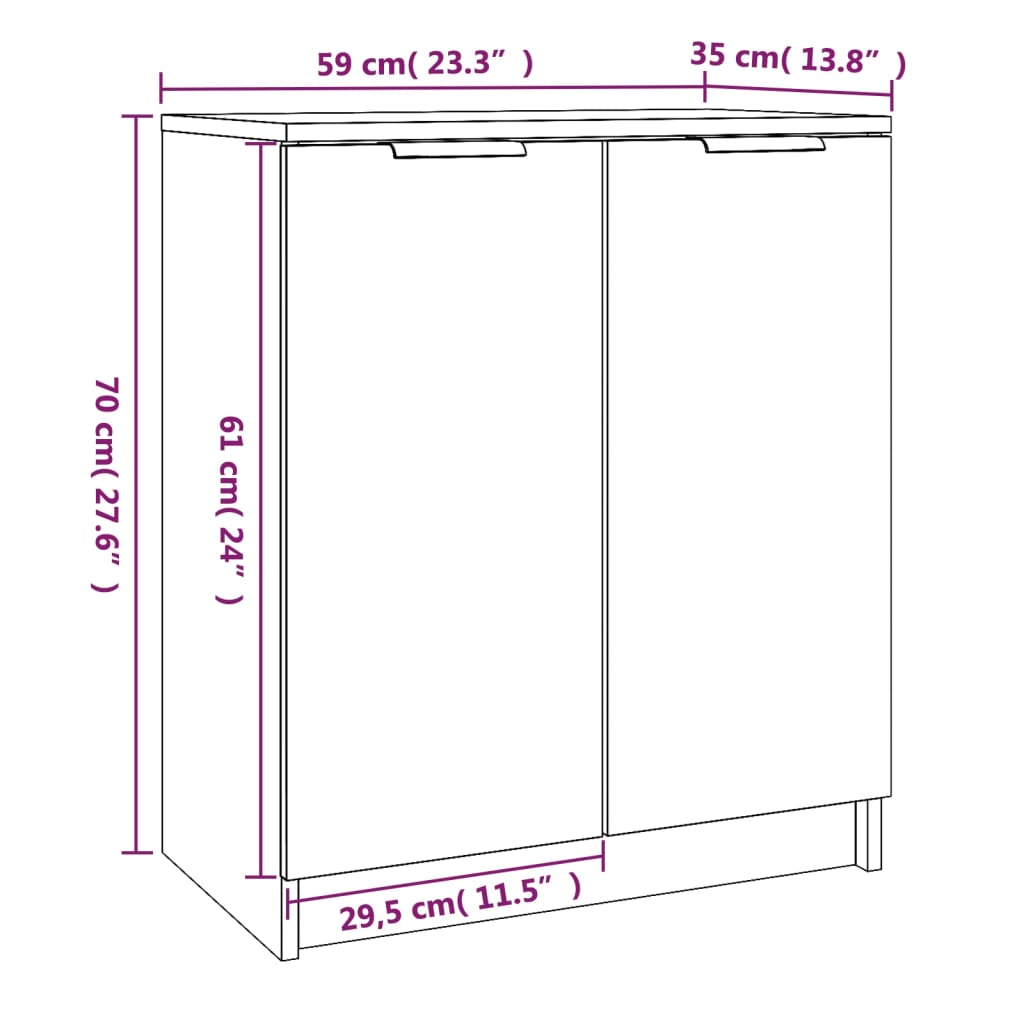 Pantofar, gri sonoma, 59x35x70 cm, lemn prelucrat - Lando