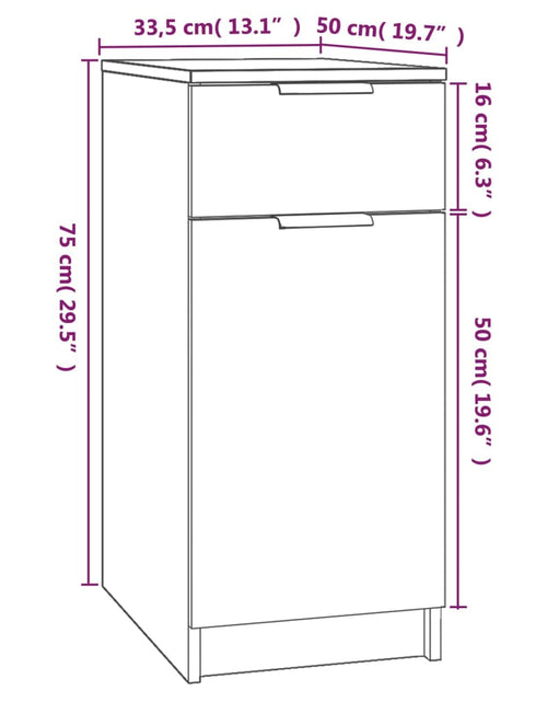 Încărcați imaginea în vizualizatorul Galerie, Dulap de birou, gri sonoma, 33,5x50x75 cm, lemn prelucrat - Lando
