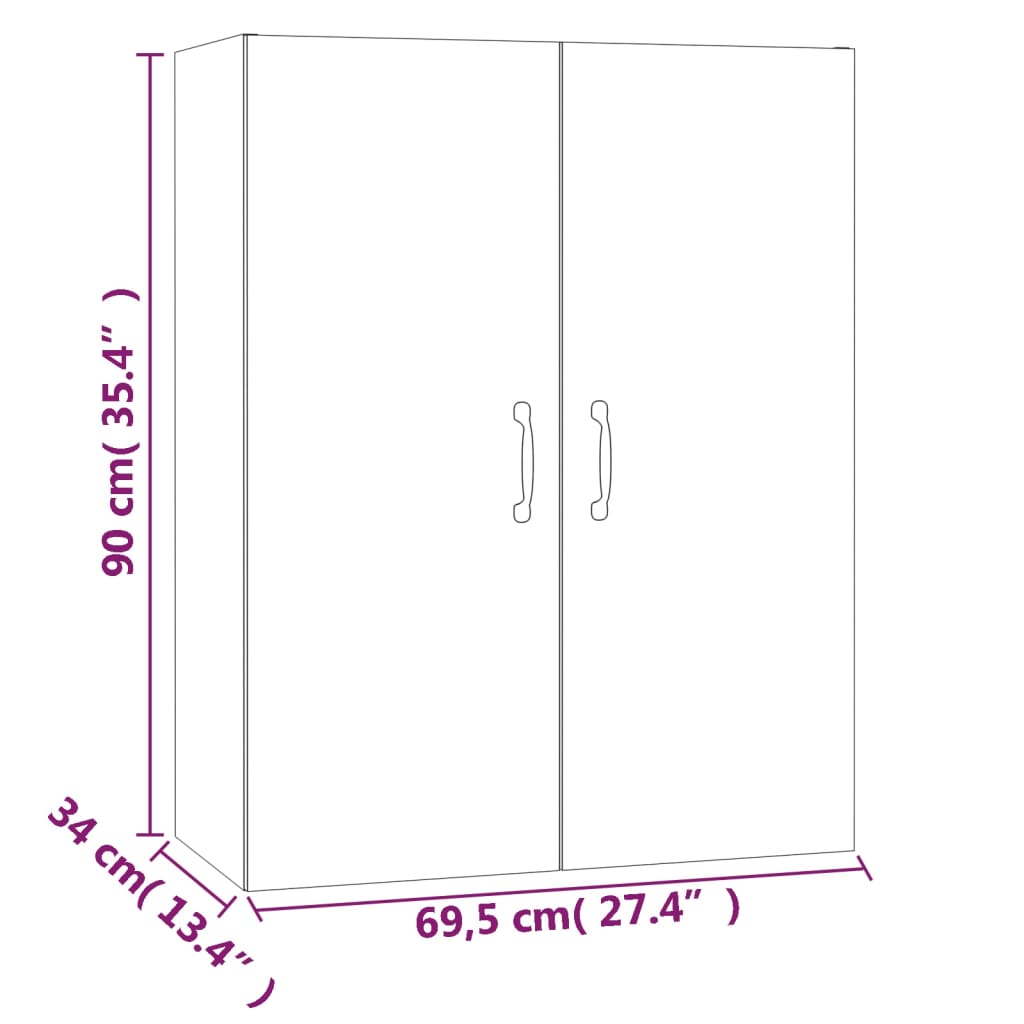 Dulap suspendat, gri sonoma, 69,5x34x90 cm, lemn prelucrat - Lando