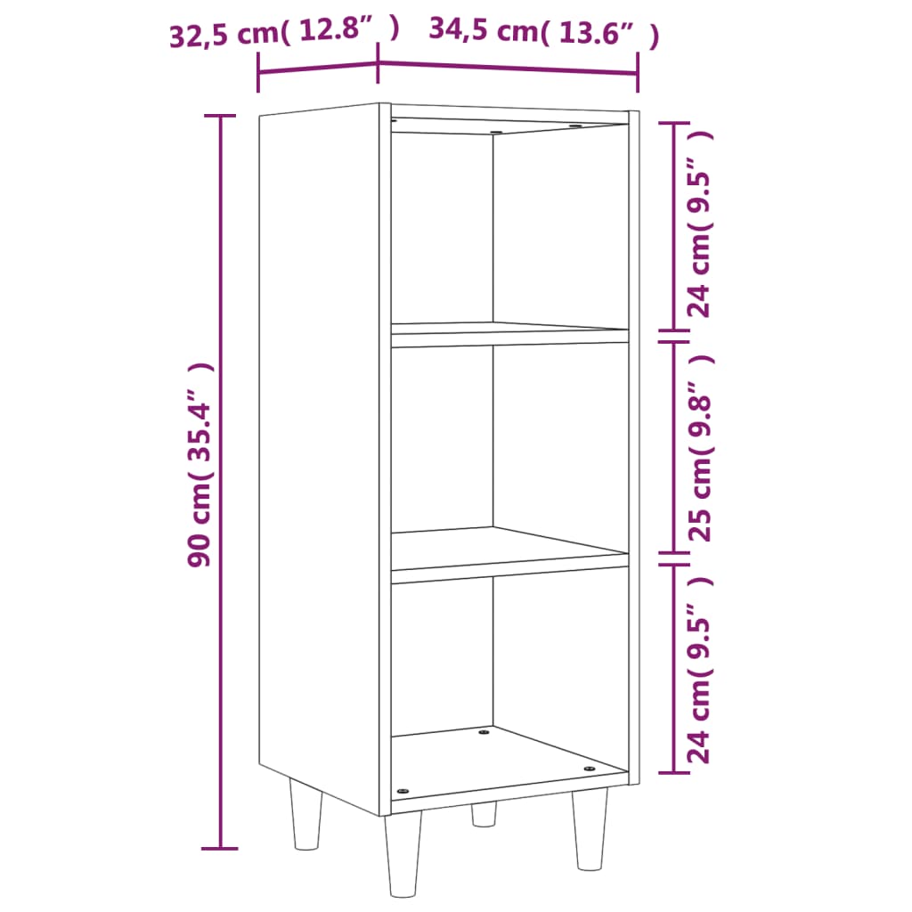 Servantă, stejar maro, 34,5x32,5x90 cm, lemn compozit Lando - Lando