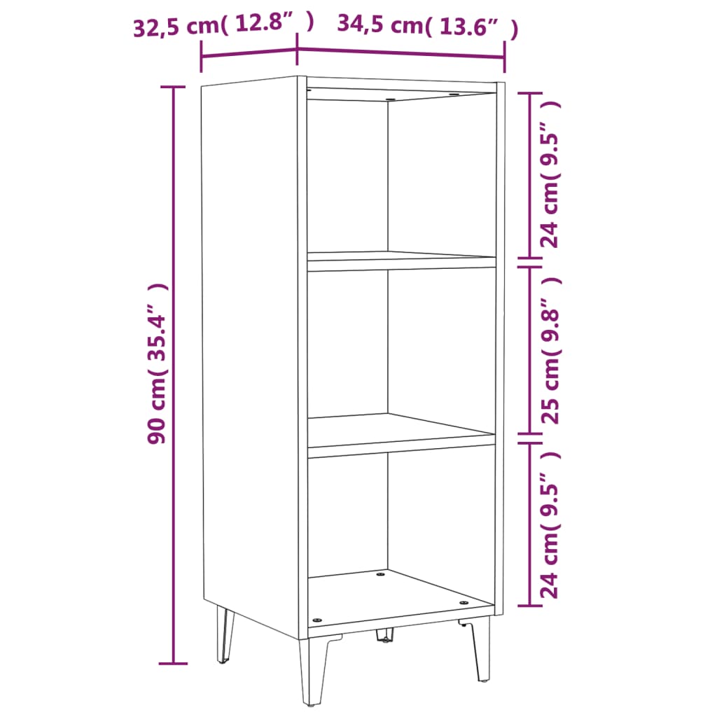 Servantă, gri sonoma, 34,5x32,5x90 cm, lemn compozit Lando - Lando