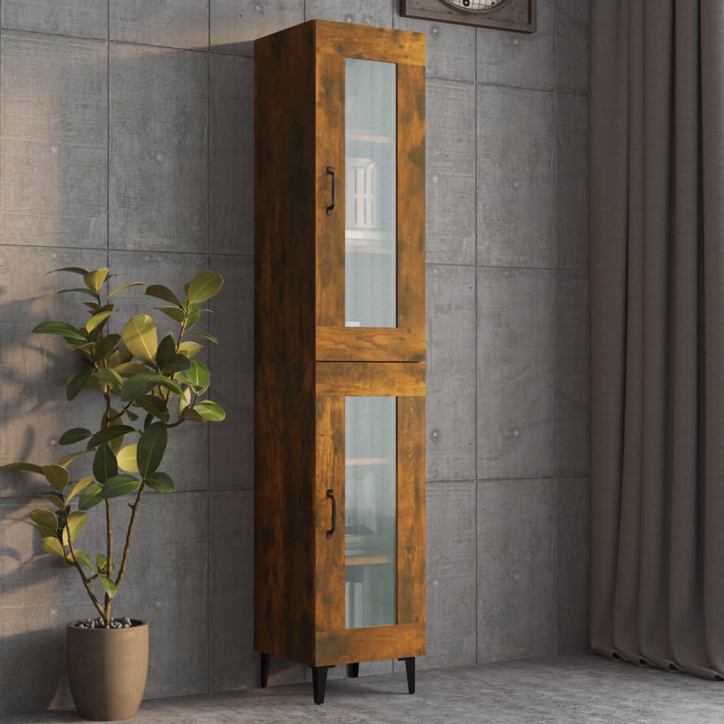 Dulap de perete suspendat, stejar fumuriu, 34,5x34x90 cm Lando - Lando
