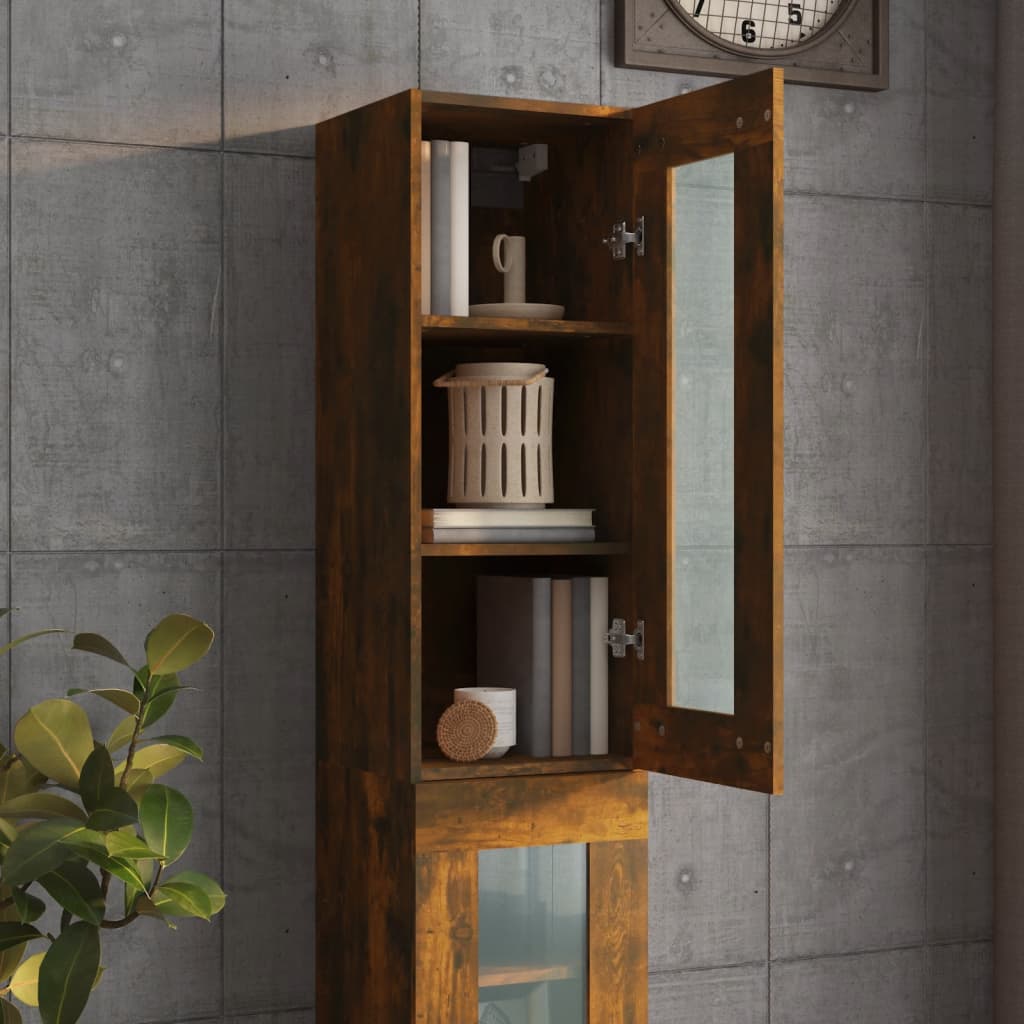 Dulap de perete suspendat, stejar fumuriu, 34,5x34x90 cm Lando - Lando
