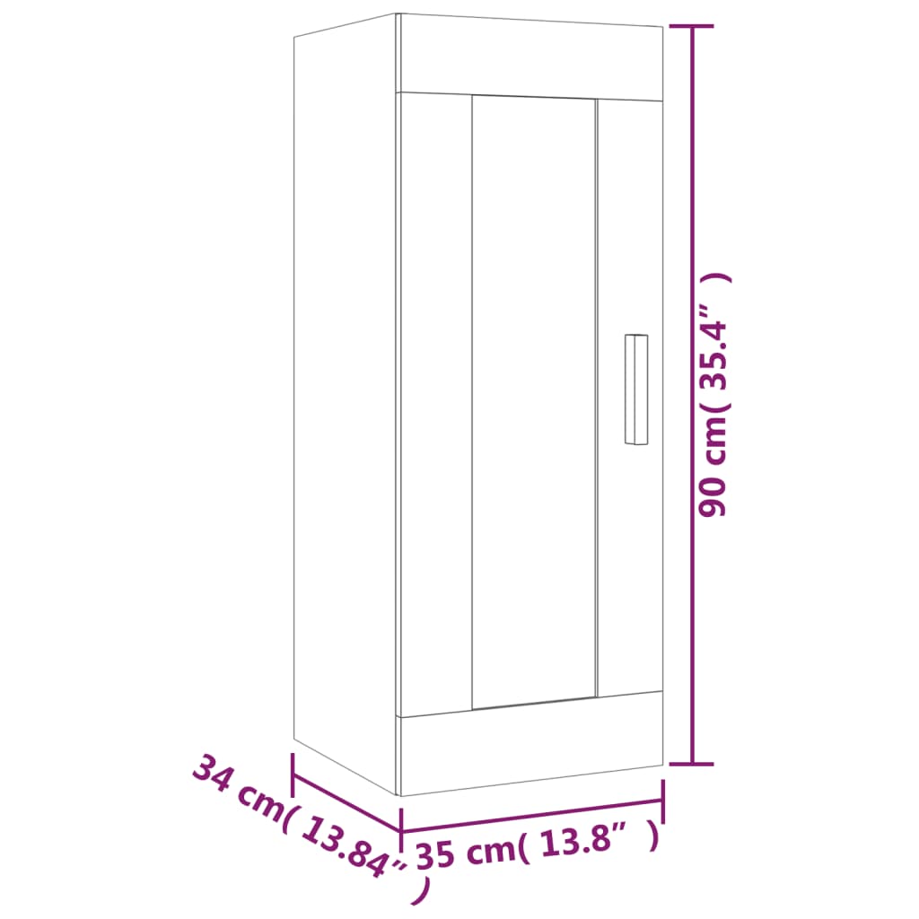 Dulap de perete, stejar fumuriu, 35x34x90 cm, lemn prelucrat Lando - Lando