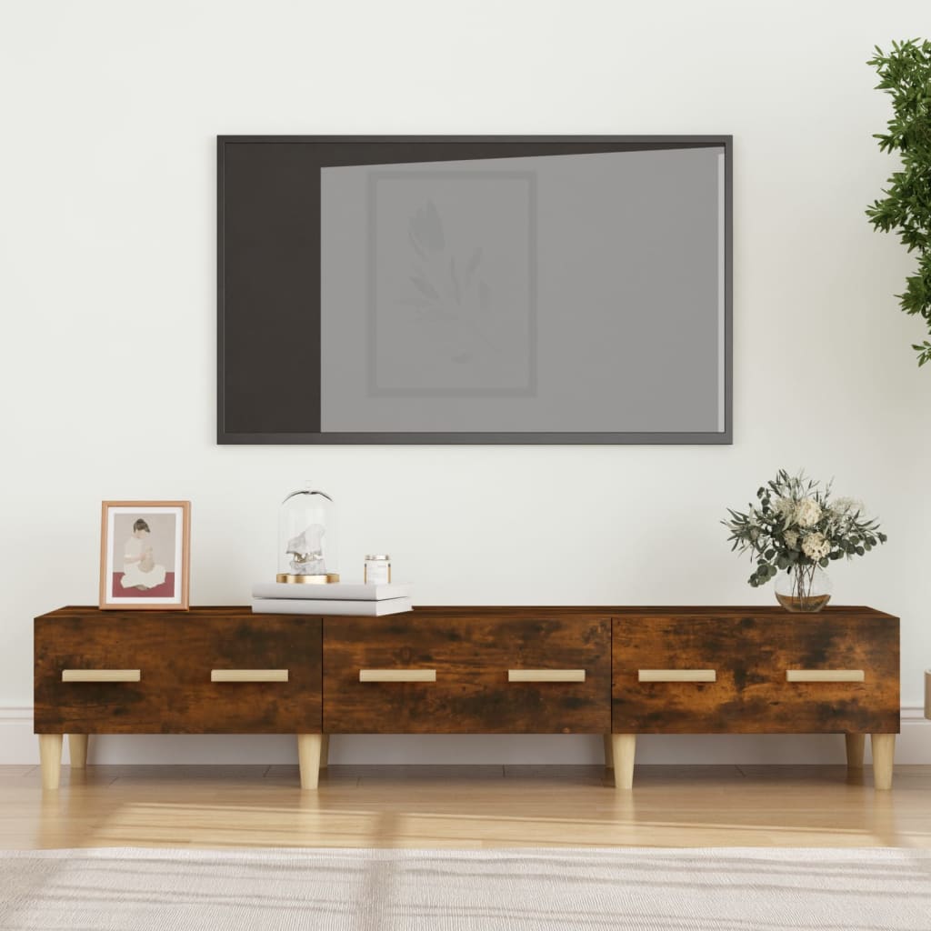 Comodă TV, stejar fumuriu, 150x34,5x30 cm, lemn compozit Lando - Lando