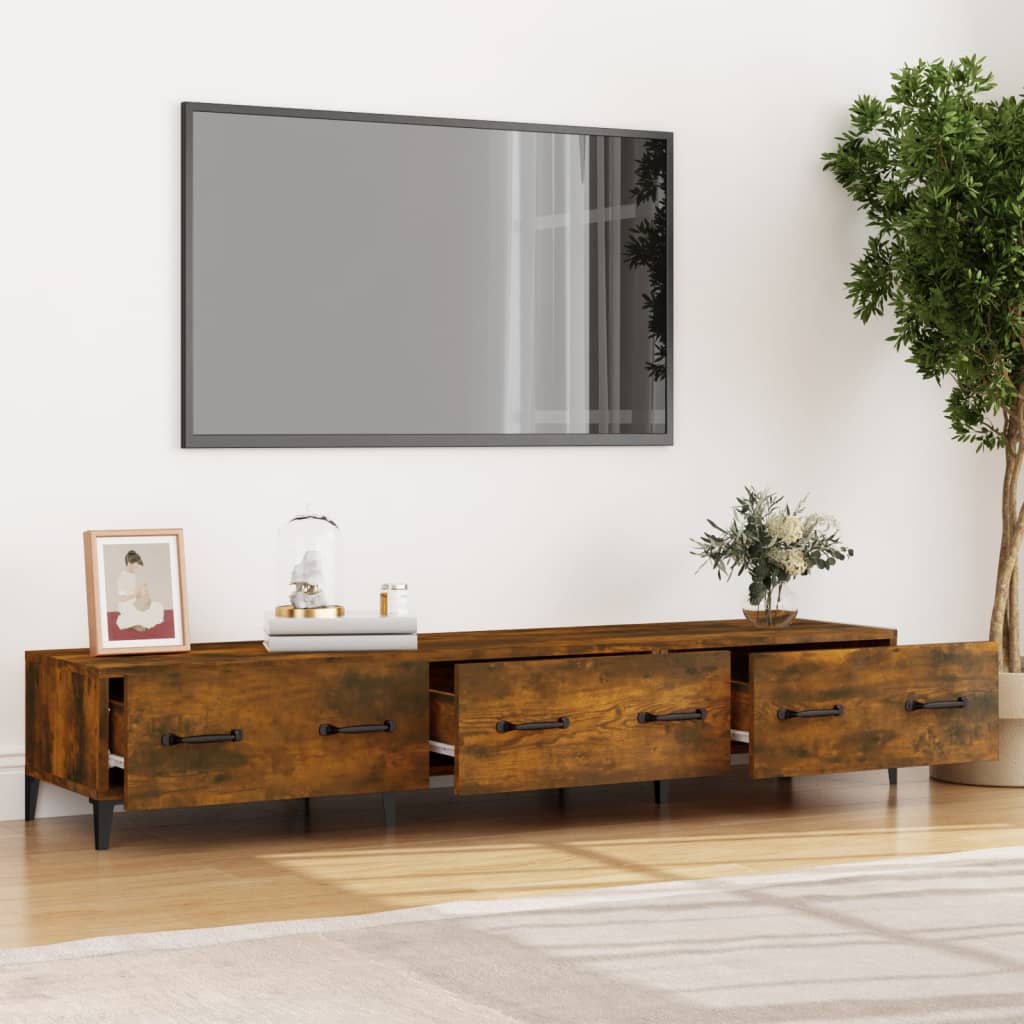 Comodă TV, stejar fumuriu, 150x34,5x30 cm, lemn prelucrat Lando - Lando