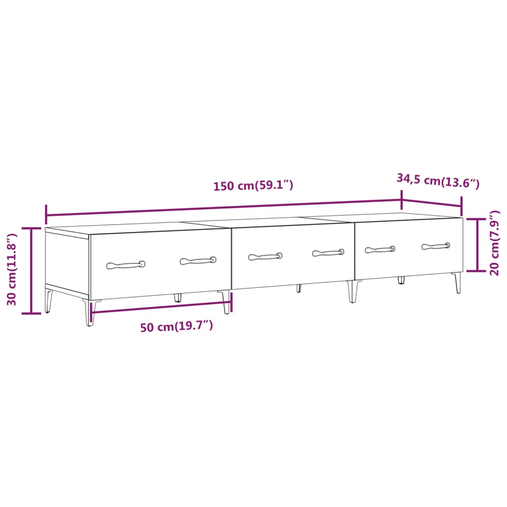 Comodă TV, sonoma gri, 150x34,5x30 cm, lemn prelucrat Lando - Lando