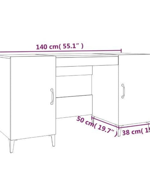 Încărcați imaginea în vizualizatorul Galerie, Birou, stejar maro, 140x50x75 cm, lemn compozit - Lando
