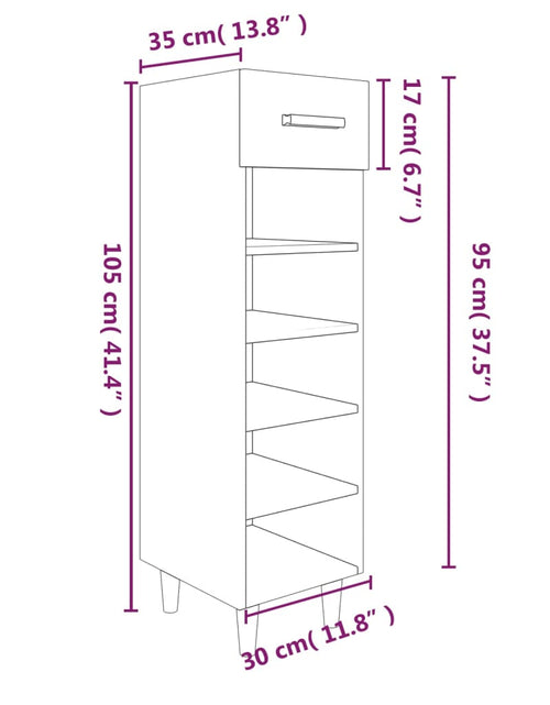 Încărcați imaginea în vizualizatorul Galerie, Pantofar, stejar maro, 30x35x105 cm, lemn compozit - Lando
