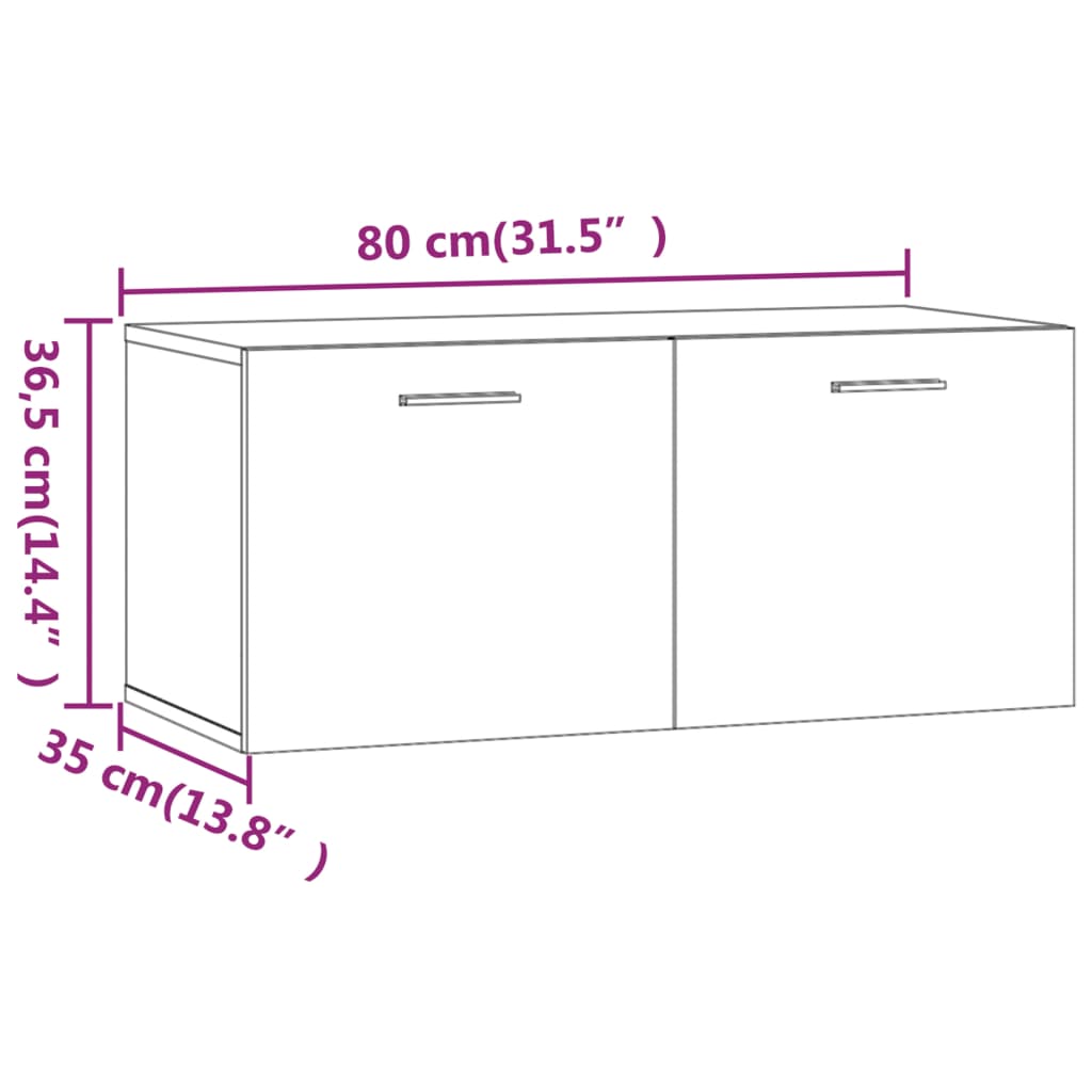 Dulap de perete, gri sonoma, 80x35x36,5 cm, lemn compozit Lando - Lando