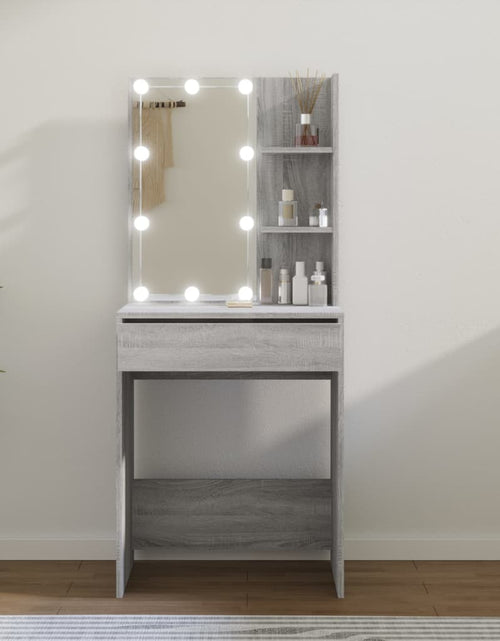 Încărcați imaginea în vizualizatorul Galerie, Masă de toaletă cu LED, gri sonoma, 60x40x140 cm - Lando
