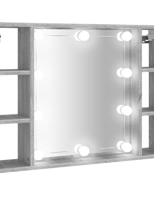 Încărcați imaginea în vizualizatorul Galerie, Dulap cu oglindă și LED, gri sonoma, 76x15x55 cm - Lando
