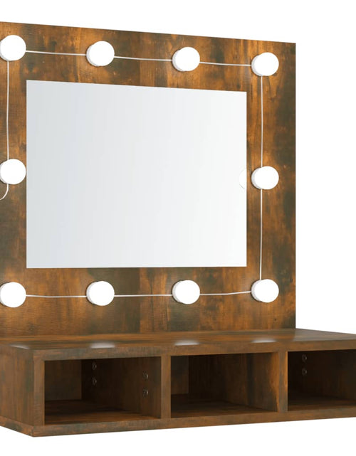 Загрузите изображение в средство просмотра галереи, Dulap cu oglindă și LED, stejar fumuriu, 60x31,5x62 cm Lando - Lando
