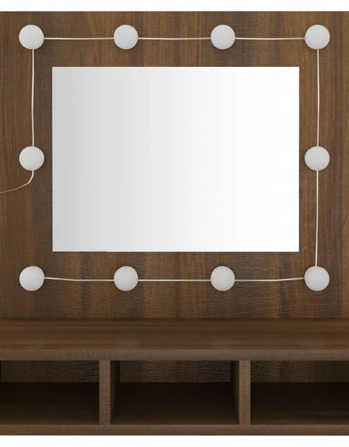 Încărcați imaginea în vizualizatorul Galerie, Dulap cu oglindă și LED, stejar maro, 60x31,5x62 cm Lando - Lando
