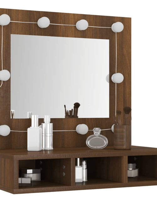 Încărcați imaginea în vizualizatorul Galerie, Dulap cu oglindă și LED, stejar maro, 60x31,5x62 cm Lando - Lando
