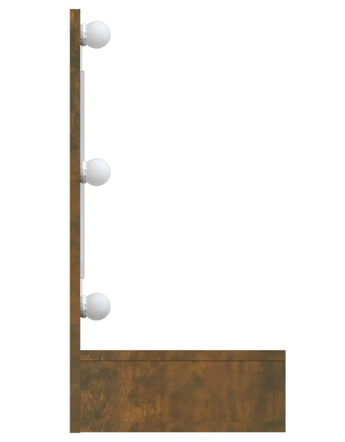 Încărcați imaginea în vizualizatorul Galerie, Dulap cu oglindă și LED, stejar fumuriu, 90x31,5x62 cm Lando - Lando
