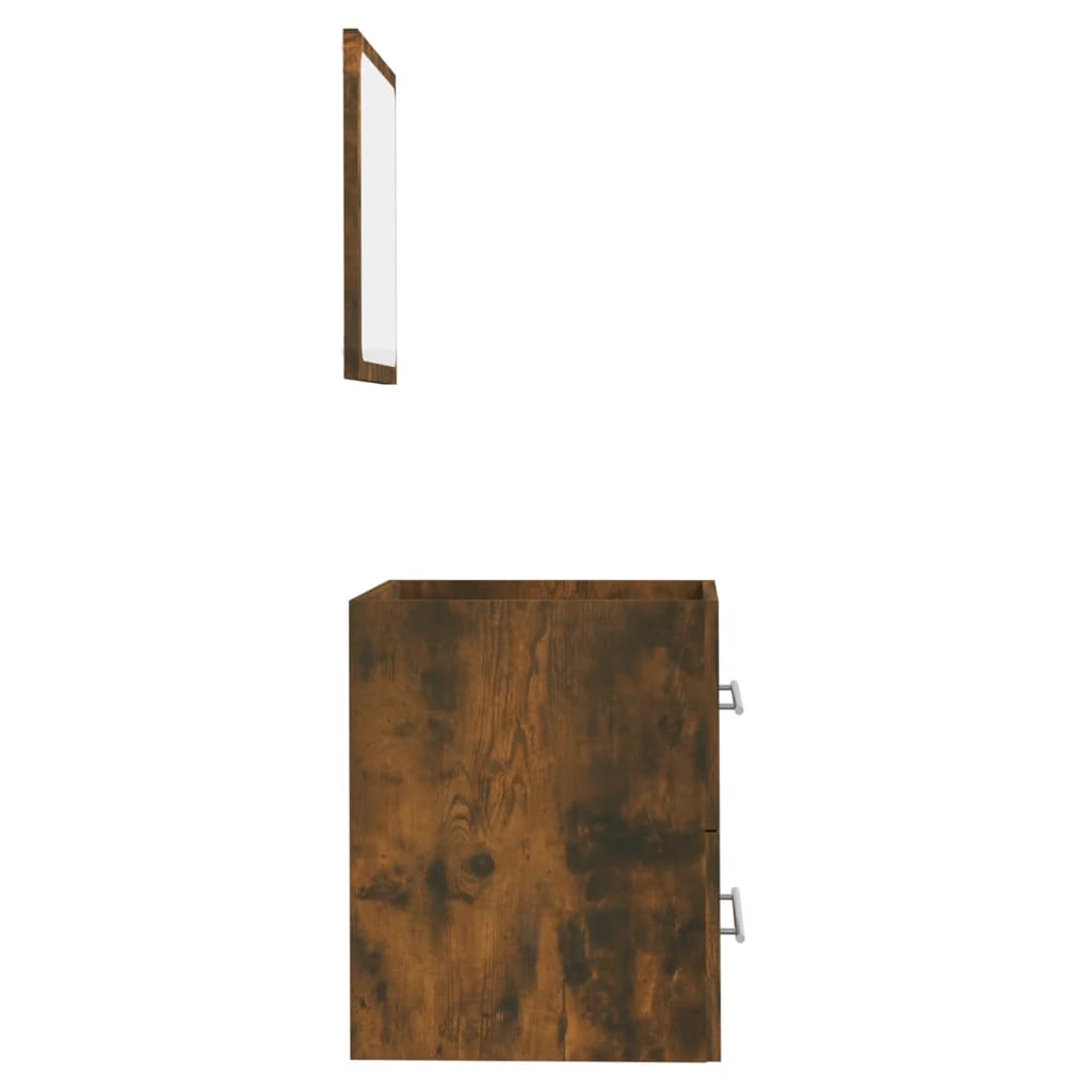 Dulap de baie cu oglindă, stejar fumuriu, 41x38,5x48 cm - Lando