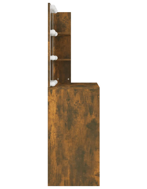 Загрузите изображение в средство просмотра галереи, Masă de toaletă cu LED, stejar fumuriu, 74,5x40x141 cm - Lando
