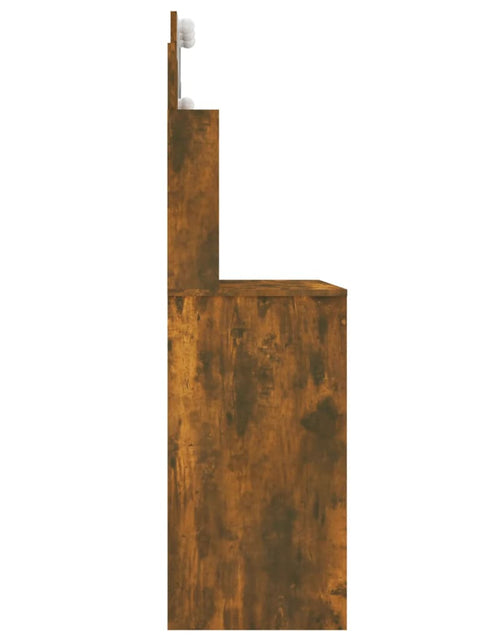 Încărcați imaginea în vizualizatorul Galerie, Masă de toaletă cu LED, stejar fumuriu, 96x40x142 cm - Lando
