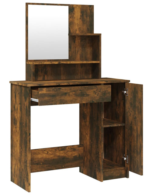 Încărcați imaginea în vizualizatorul Galerie, Masă de toaletă cu oglindă, stejar fumuriu, 86,5x35x136 cm - Lando
