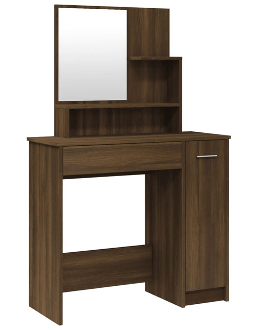 Încărcați imaginea în vizualizatorul Galerie, Masă de toaletă cu oglindă, stejar maro, 86,5x35x136 cm - Lando
