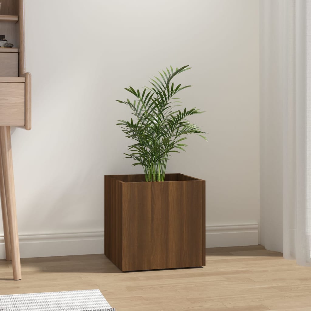 Jardinieră cutie, stejar maro, 40x40x40 cm, lemn compozit Lando - Lando