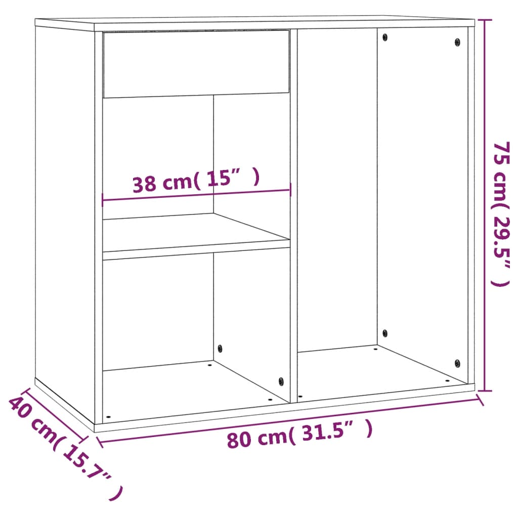 Dulap de cosmetice, gri sonoma, 80x40x75 cm, lemn prelucrat - Lando