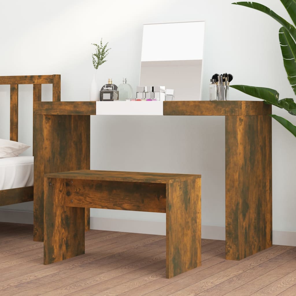 Taburet de toaletă, stejar fumuriu, 70x35x45 cm, lemn prelucrat - Lando