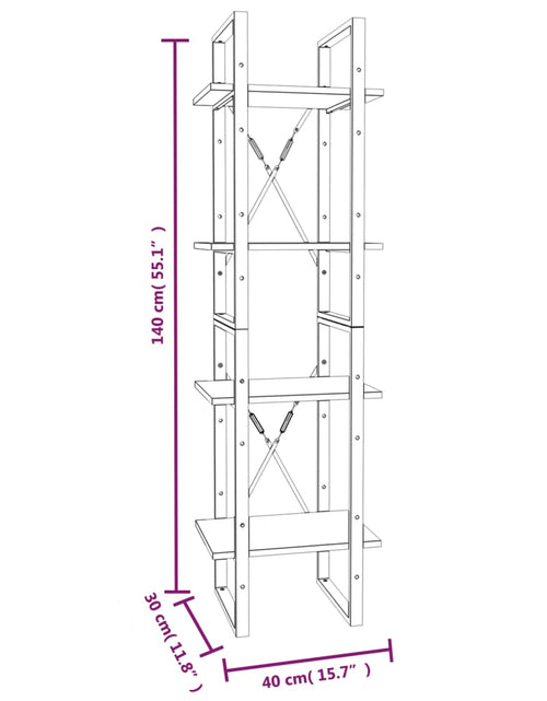 Загрузите изображение в средство просмотра галереи, Bibliotecă cu 4 niveluri gri sonoma 40x30x140 cm lemn compozit Lando - Lando
