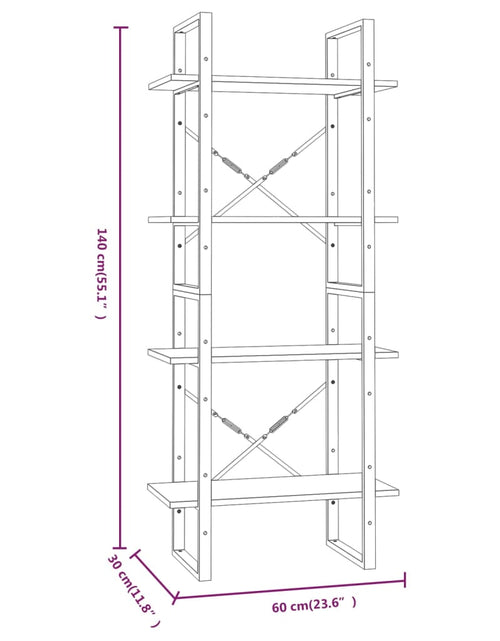 Загрузите изображение в средство просмотра галереи, Bibliotecă cu 4 niveluri stejar maro 60x30x140 cm lemn compozit Lando - Lando
