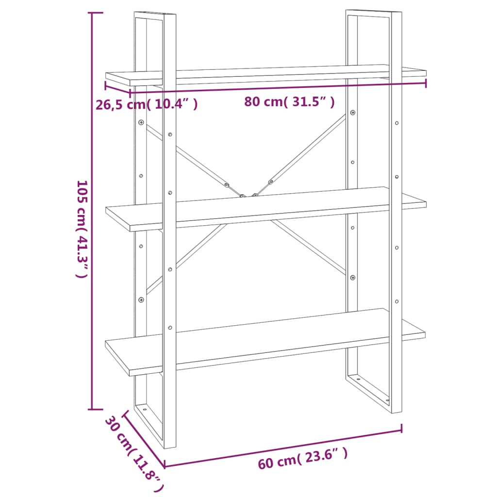 Bibliotecă, gri sonoma, 80x30x105 cm, lemn prelucrat Lando - Lando