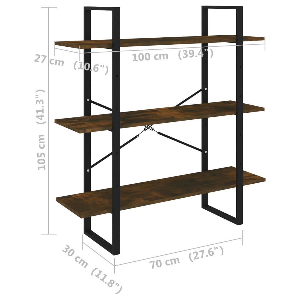 Bibliotecă, stejar fumuriu, 100x30x105 cm, lemn prelucrat Lando - Lando