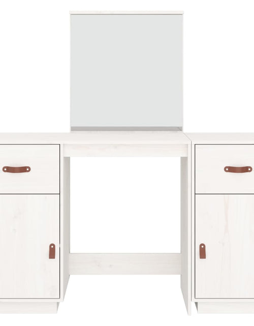 Загрузите изображение в средство просмотра галереи, Set de masă de toaletă cu oglindă, alb, lemn masiv de pin - Lando
