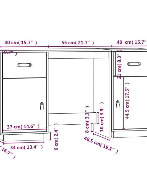 Încărcați imaginea în vizualizatorul Galerie, Birou cu dulapuri, alb, 135x50x75 cm, lemn masiv de pin - Lando
