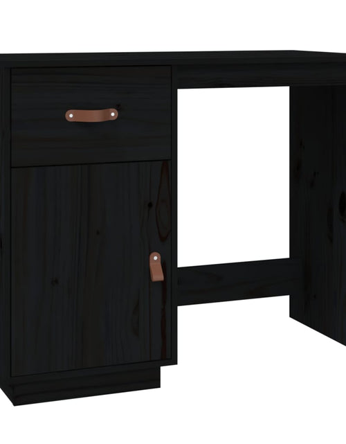 Încărcați imaginea în vizualizatorul Galerie, Birou cu dulapuri, negru, 135x50x75 cm, lemn masiv de pin - Lando
