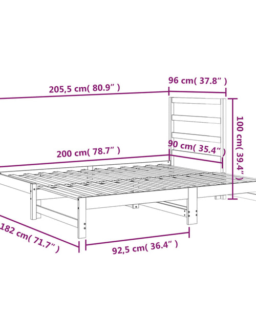 Загрузите изображение в средство просмотра галереи, Pat de zi extensibil, 2x(90x200) cm, lemn masiv de pin - Lando
