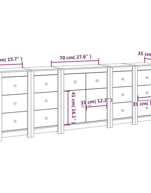 Încărcați imaginea în vizualizatorul Galerie, Servantă, negru, 230x35x80 cm, lemn masiv de pin Lando - Lando
