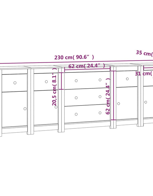 Încărcați imaginea în vizualizatorul Galerie, Servantă, 230x35x80 cm, lemn masiv de pin Lando - Lando
