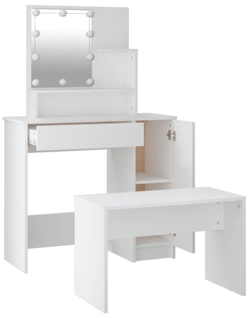 Încărcați imaginea în vizualizatorul Galerie, Set măsuță de toaletă cu LED, alb, lemn prelucrat - Lando
