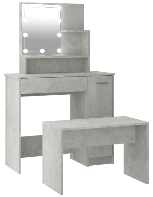 Загрузите изображение в средство просмотра галереи, Set măsuță de toaletă cu LED, gri beton, lemn prelucrat - Lando
