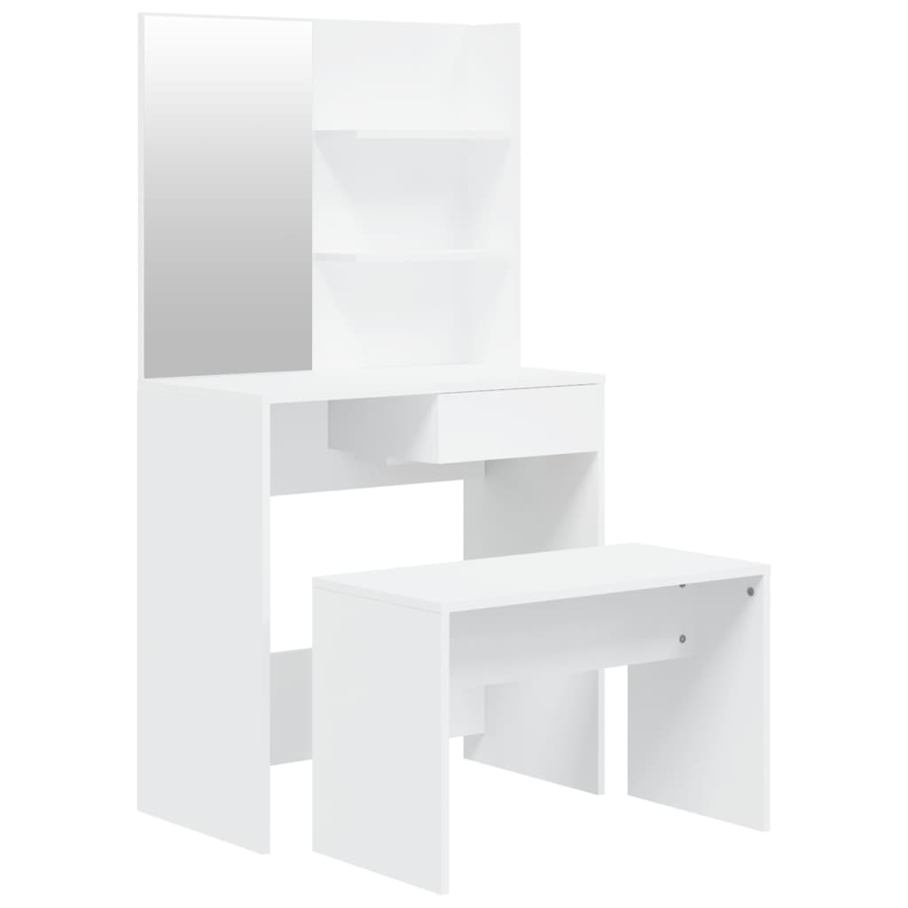 Set măsuță de toaletă, alb, 74,5x40x141 cm - Lando